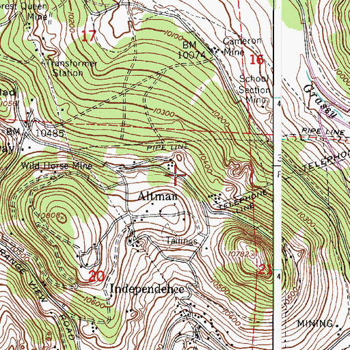 Topographic Map of Bell Number Two Mine, CO