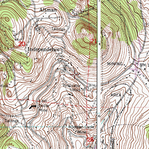Topographic Map of Berg Mine, CO