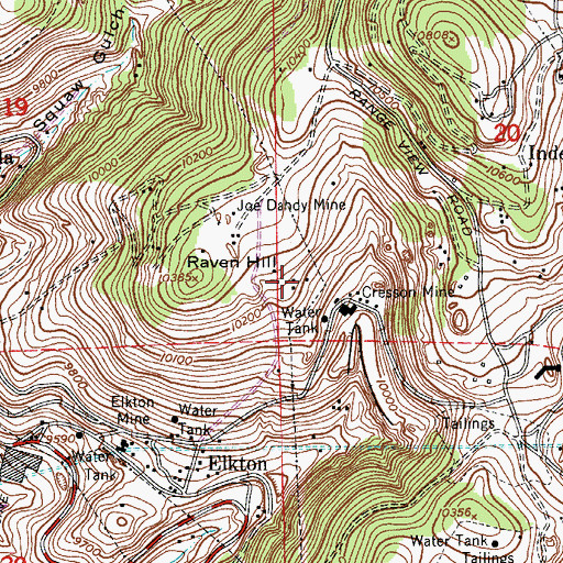 Topographic Map of Bertha B Mine, CO