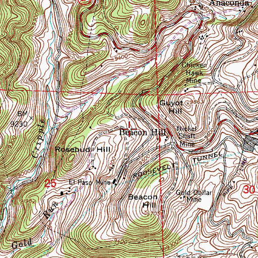 Topographic Map of Bessie Mine, CO