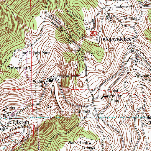Topographic Map of Bickford Mine, CO
