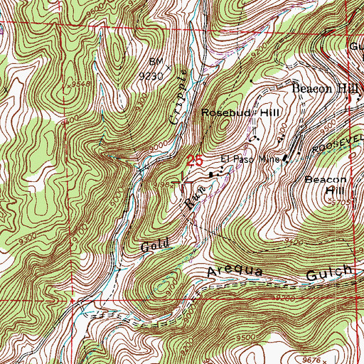 Topographic Map of Black Jack Mine, CO