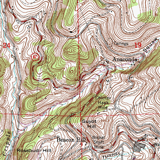 Topographic Map of Blue Bell Mine, CO