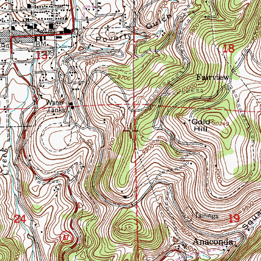 Topographic Map of Bonanza King Mine, CO