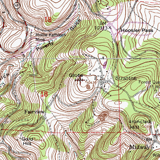 Topographic Map of Bull Hill Mine, CO
