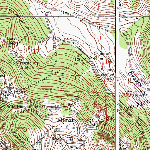 Topographic Map of Cameron Mine, CO