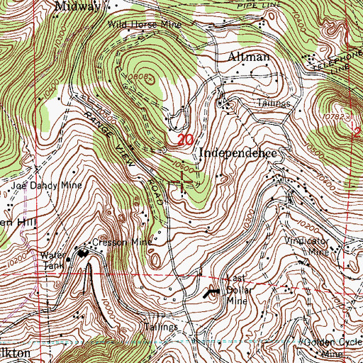 Topographic Map of Casey Mine, CO