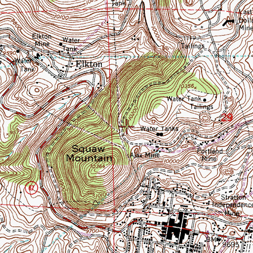 Topographic Map of Coriolanus Mine, CO