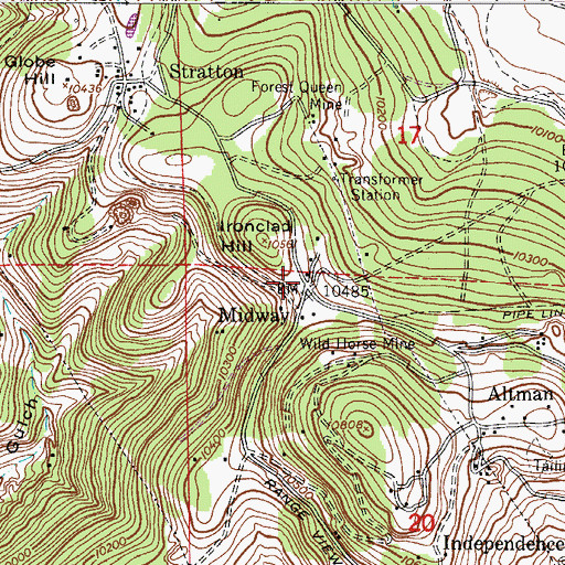 Topographic Map of Crawford Shaft Mine, CO