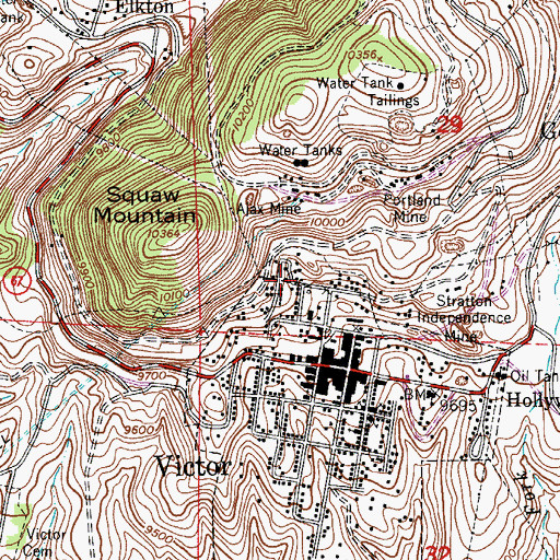 Topographic Map of Crown Point Shaft Mine, CO