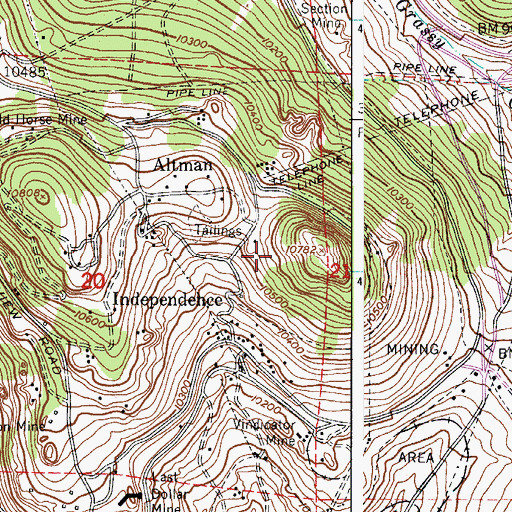 Topographic Map of Delmonico Mine, CO