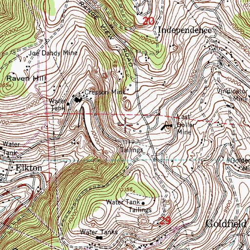 Topographic Map of Dexter Mine, CO