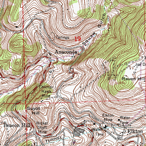 Topographic Map of Doctor Jackpot Mine, CO