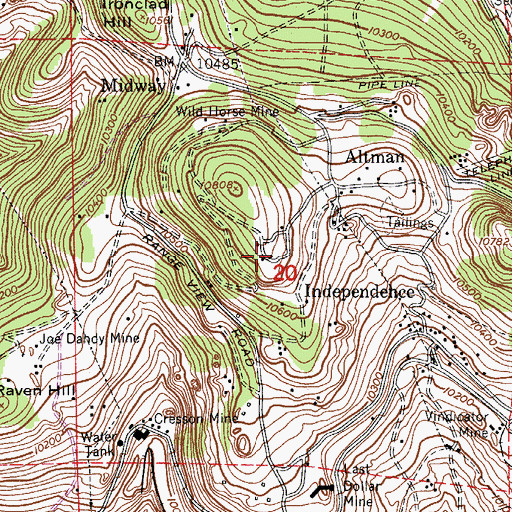 Topographic Map of Eagles Mine, CO