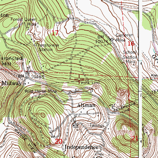 Topographic Map of Emma Mine, CO