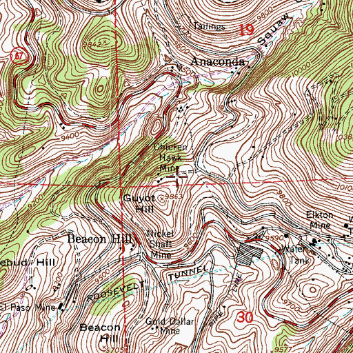 Topographic Map of Evans Gold Mine, CO