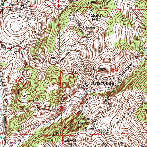 Topographic Map of Fauntleroy Mine, CO