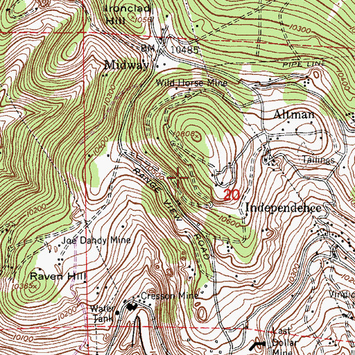 Topographic Map of Favorite Mine, CO