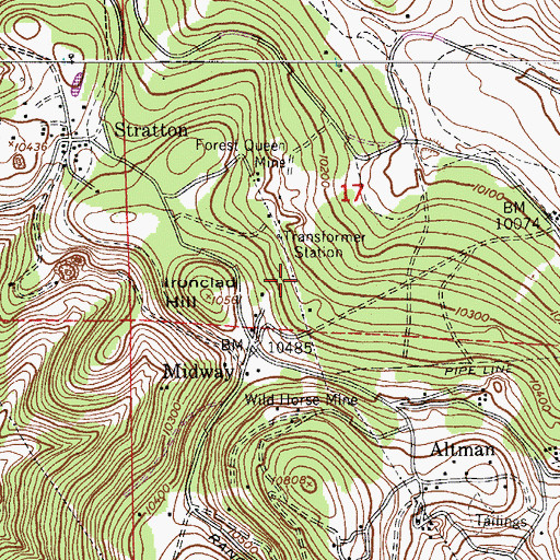 Topographic Map of Fern Mine, CO