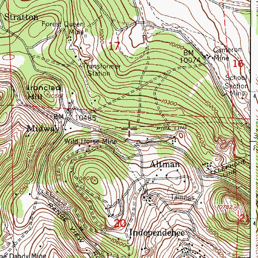 Topographic Map of Fish Shaft Mine, CO