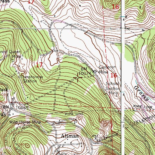 Topographic Map of Flying Cloud Mine, CO