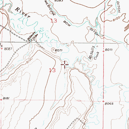 Topographic Map of Bush Draw, CO