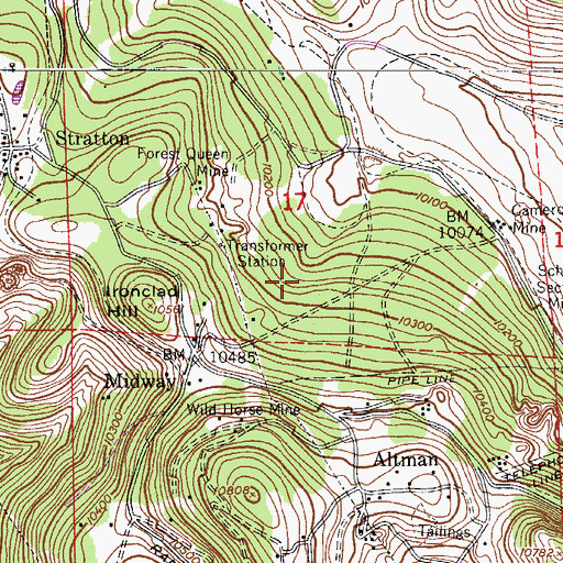 Topographic Map of Fresno Mine, CO