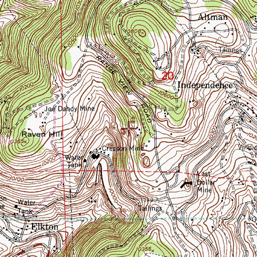 Topographic Map of Garrison Mine, CO