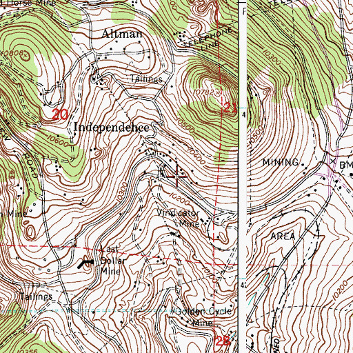 Topographic Map of Gettysburg Shaft Mine, CO