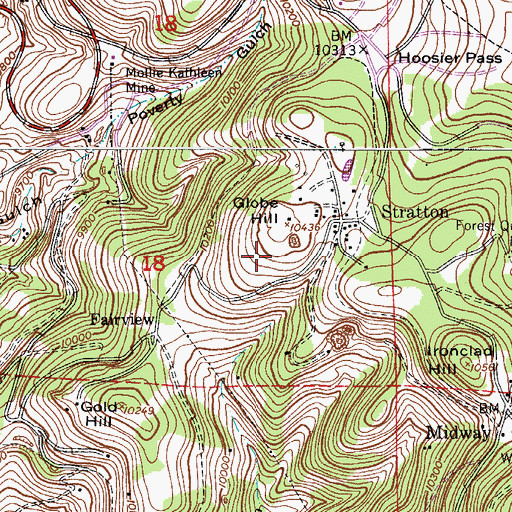 Topographic Map of Gold Crater Mine, CO