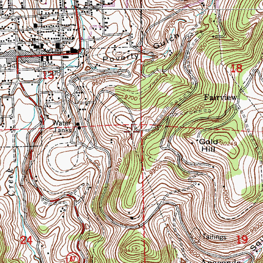 Topographic Map of Gold Hill Tunnel Mine, CO