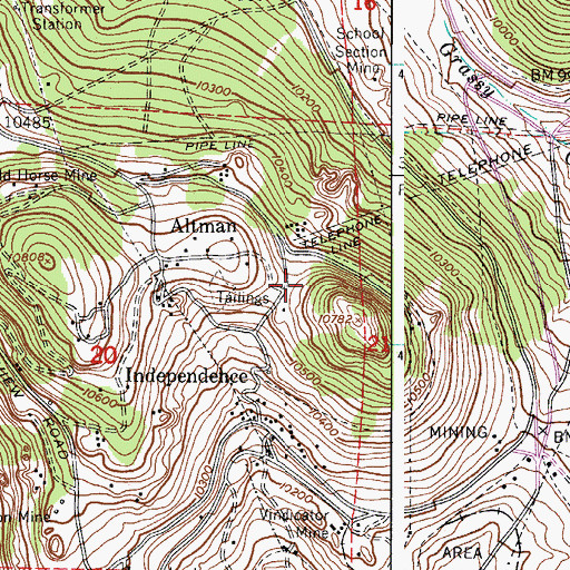 Topographic Map of Gold Section Mine, CO