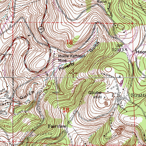 Topographic Map of Golden Gate Mine, CO