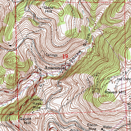 Topographic Map of Gregory Mine, CO