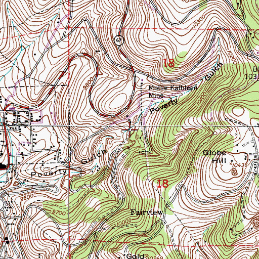Topographic Map of Greve and Copeland Mine, CO