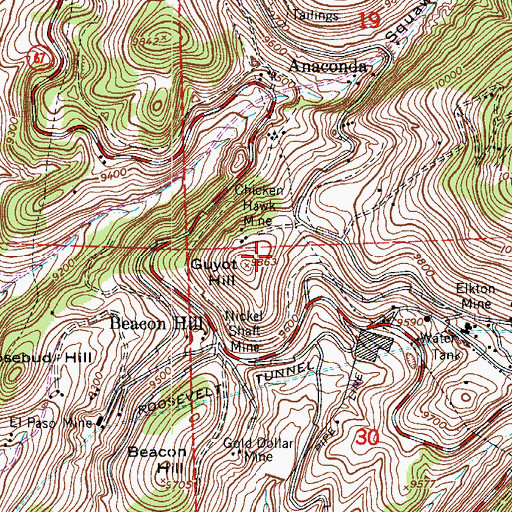 Topographic Map of Guyot Mine, CO