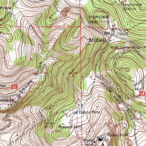 Topographic Map of Happy Year Mine, CO