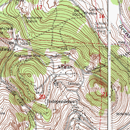 Topographic Map of Harrington Mine, CO