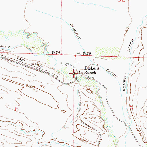 Topographic Map of Dickens Ranch, CO