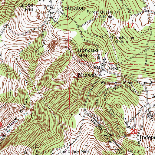 Topographic Map of Harrison Mine, CO