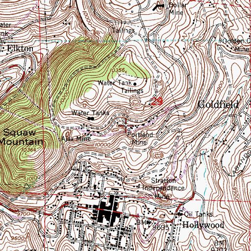 Topographic Map of Hawkeye Mine, CO