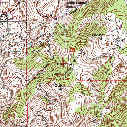 Topographic Map of Hitchcock Mine, CO