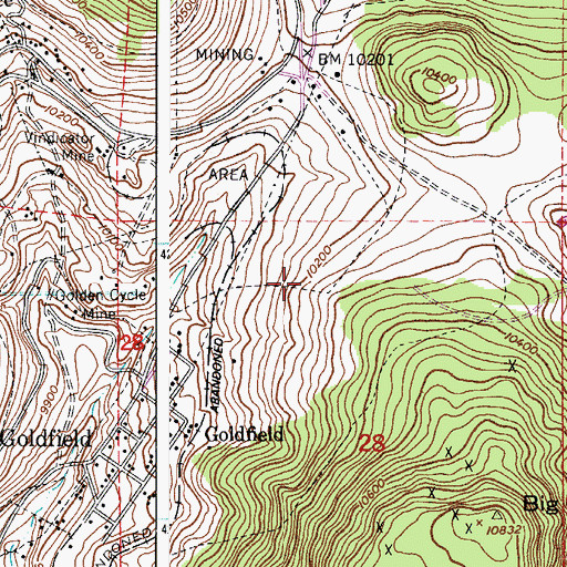 Topographic Map of Homestake Mine, CO