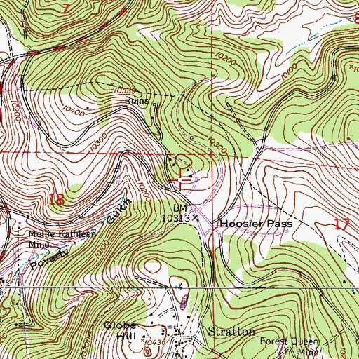 Topographic Map of Hoosier Mine, CO