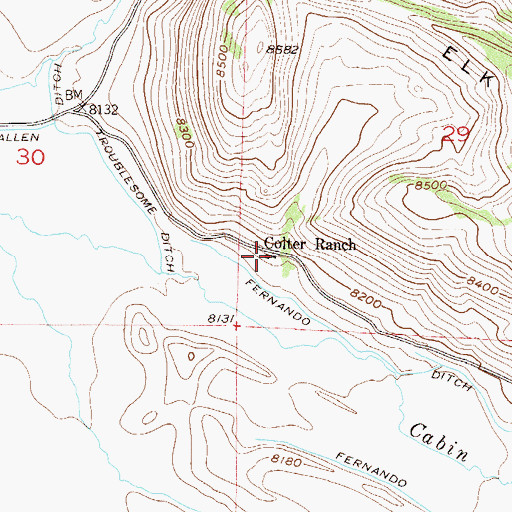 Topographic Map of Colter Ranch, CO