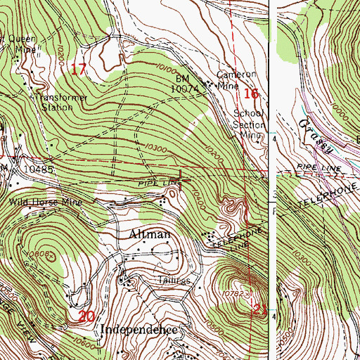 Topographic Map of Ida Bell Mine, CO