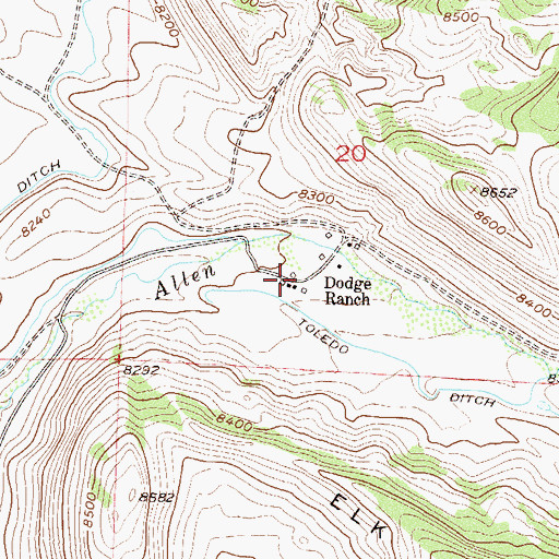 Topographic Map of Dodge Ranch, CO