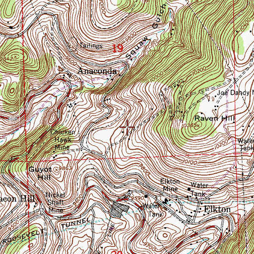 Topographic Map of Jennie Sample Mine, CO