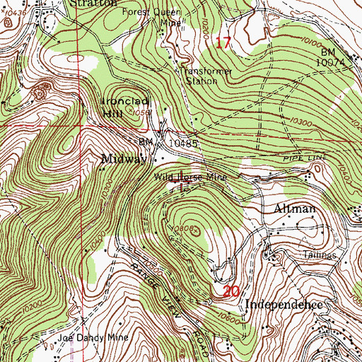 Topographic Map of Kalamazoo Mine, CO