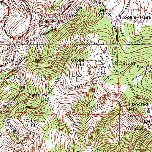 Topographic Map of Keener Shaft Mine, CO